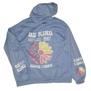 Kids Blue Hoodie with Positive Prints